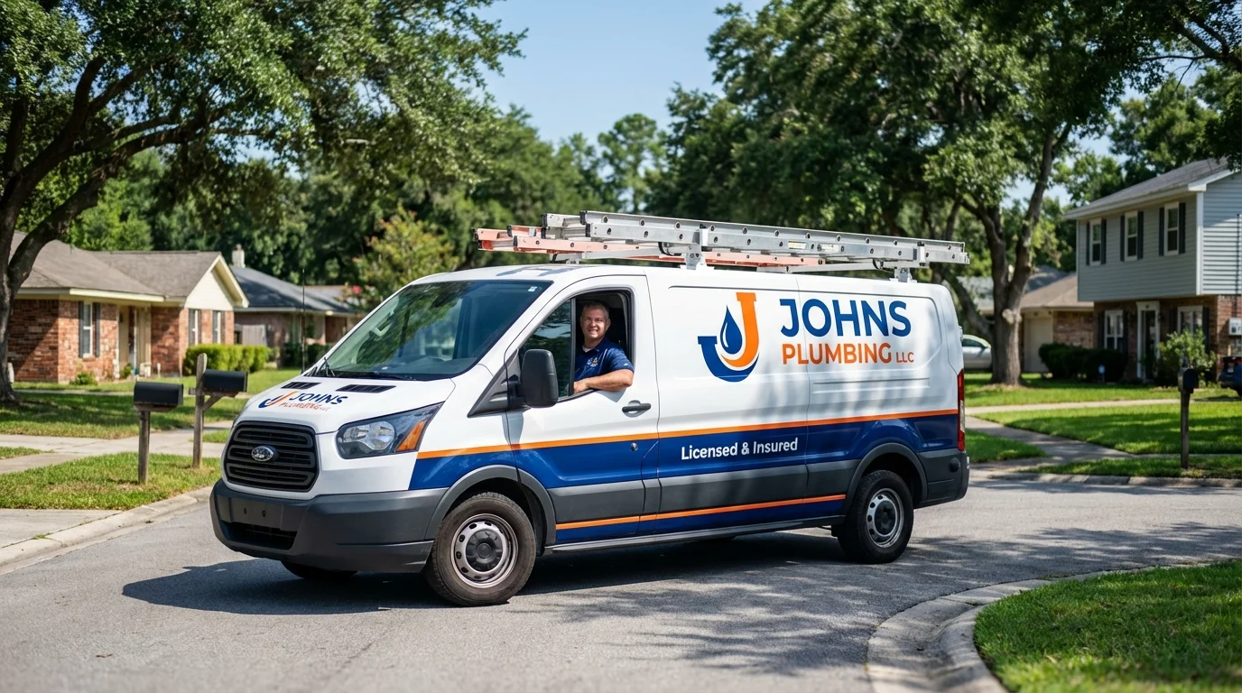 Johns Plumbing LLC service van in Cozad, NE