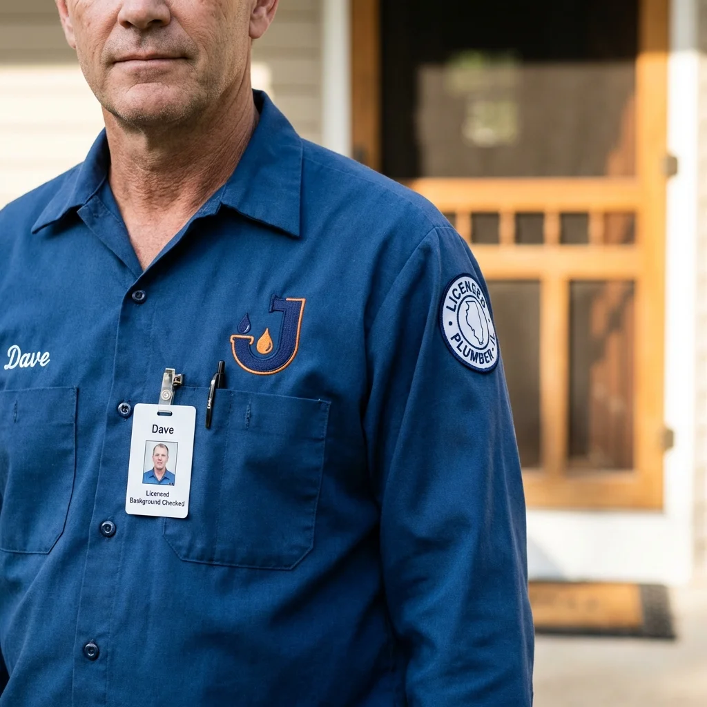 Licensed plumber showing ID badge in Cozad, NE