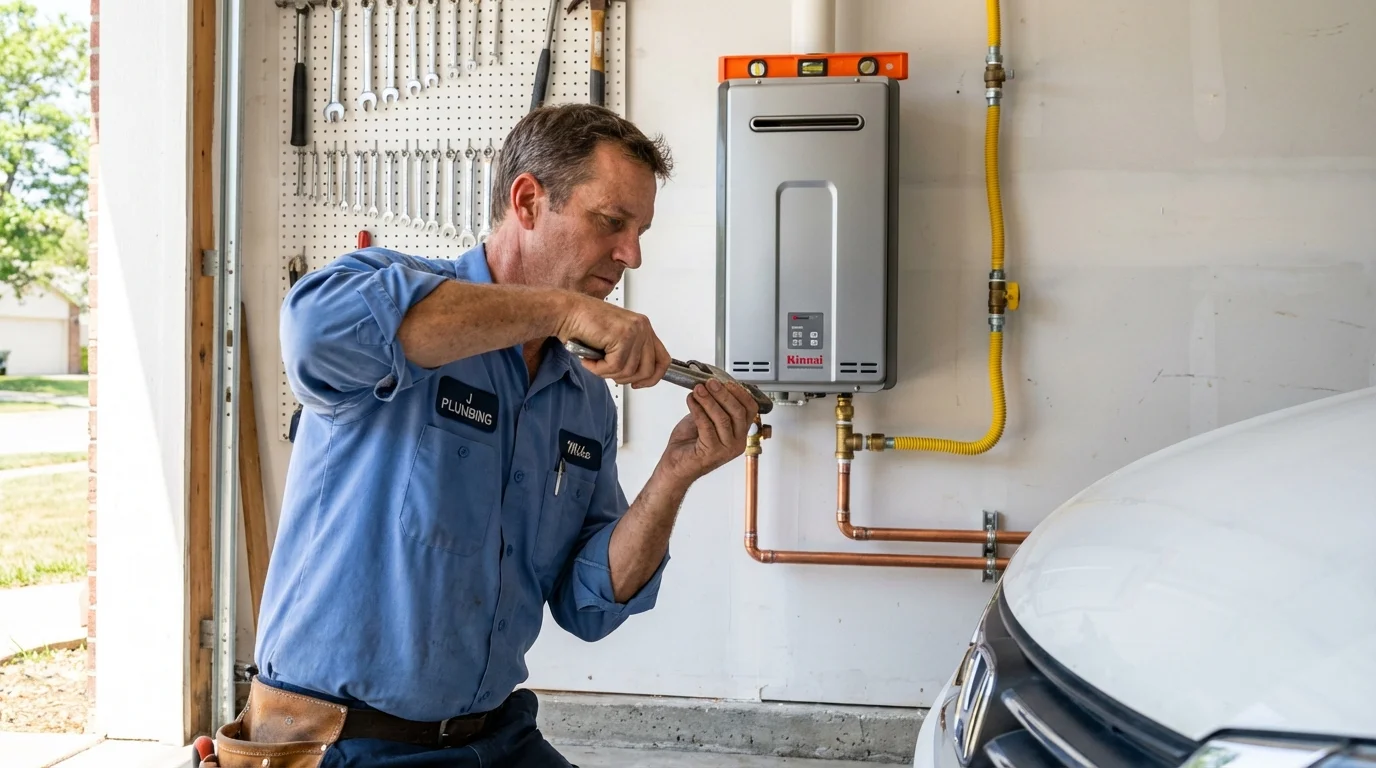 Tankless water heater installation by a Johns Plumbing LLC plumber in Cozad
